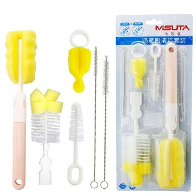 6Pcs/Set  Feeding Bottle Cleaning Tools Rotating Scrub Baby Sanitary Care Baby Milk Bottle Cleaning Brush Set